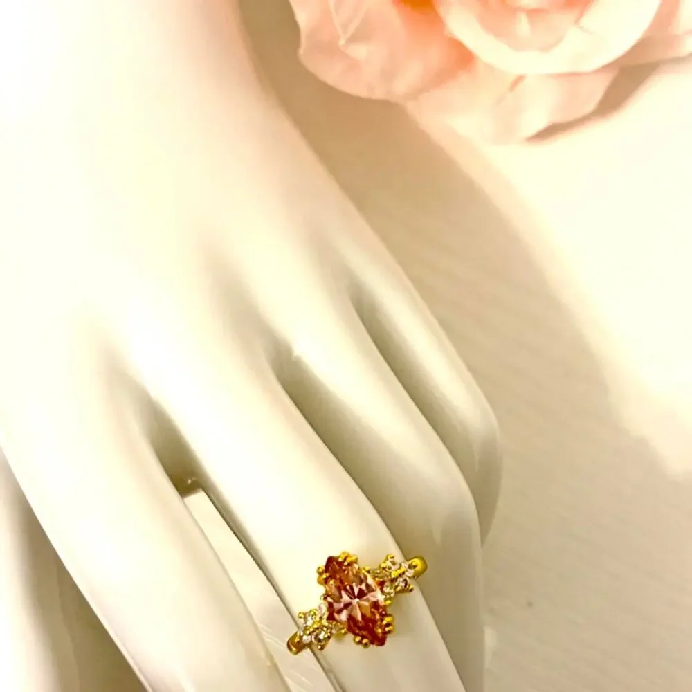 18k gold plated ring with Pink CZ stone